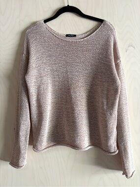 90’s Lord & Taylor Roll Neck Lightweight Open-Knit Sweater in Tan